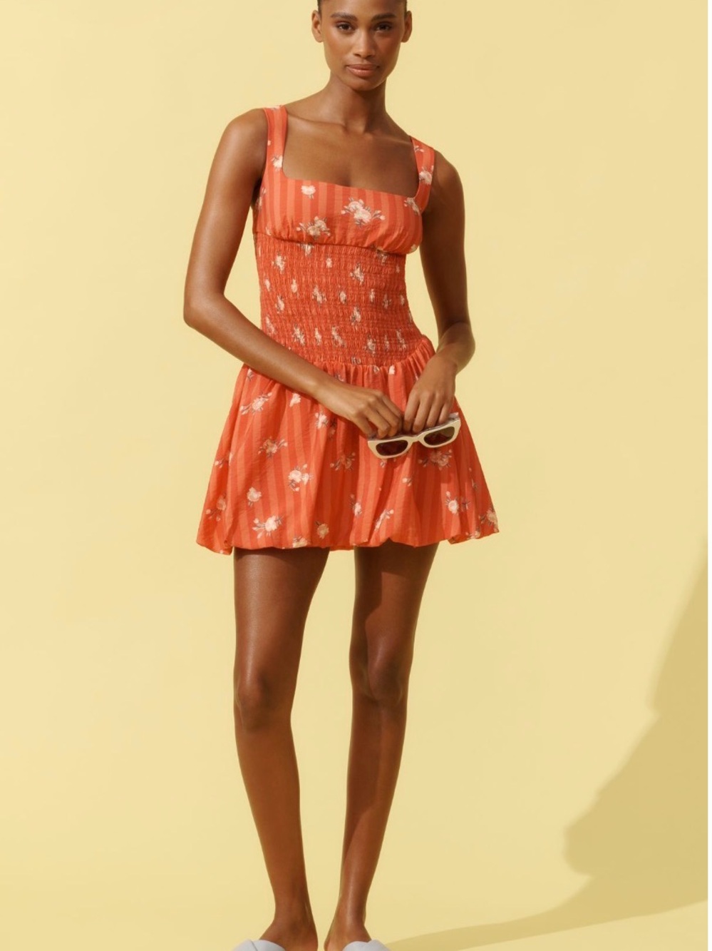 NWT Anthropology Smocked Floral Mini Dress in Rust